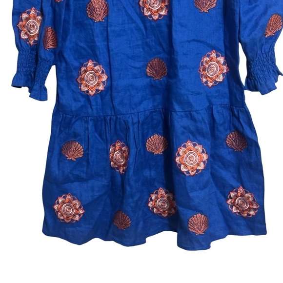 Tyler Boe Bluebell Niki Shell Embroidered Topper with Tassel Ties women’s size S - Picture 6 of 9